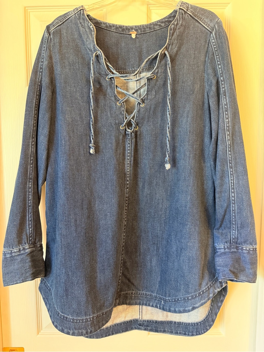 Free People Lace-Up Denim Tunic